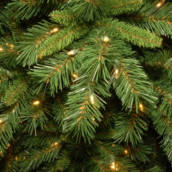 9-Foot Tiffany Fir Slim Artificial Christmas Tree – Pre-Lit with White Lights - Image 2